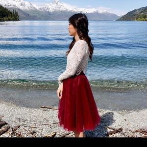 Custom burgundy maroon tulle circle skirt
